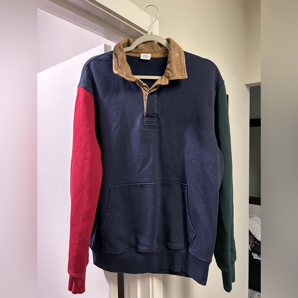 Men’s Jcrew rugby long sleeve polo, size L